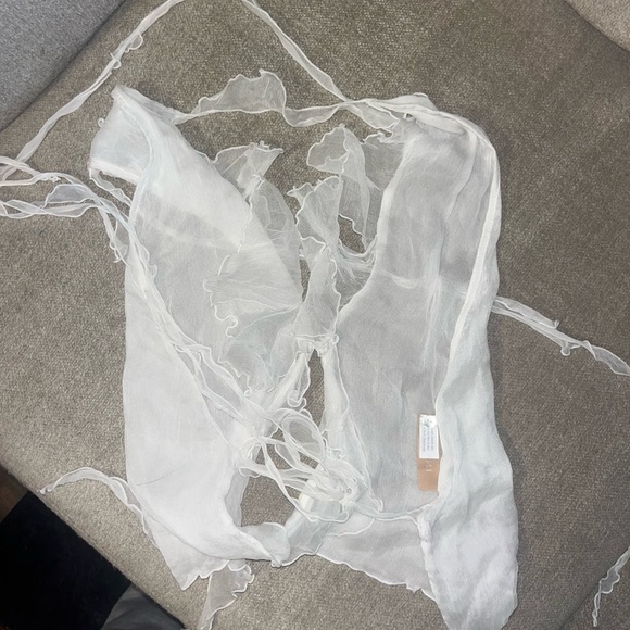 Indah White Ruffled Tank Top - Picture 2 of 6